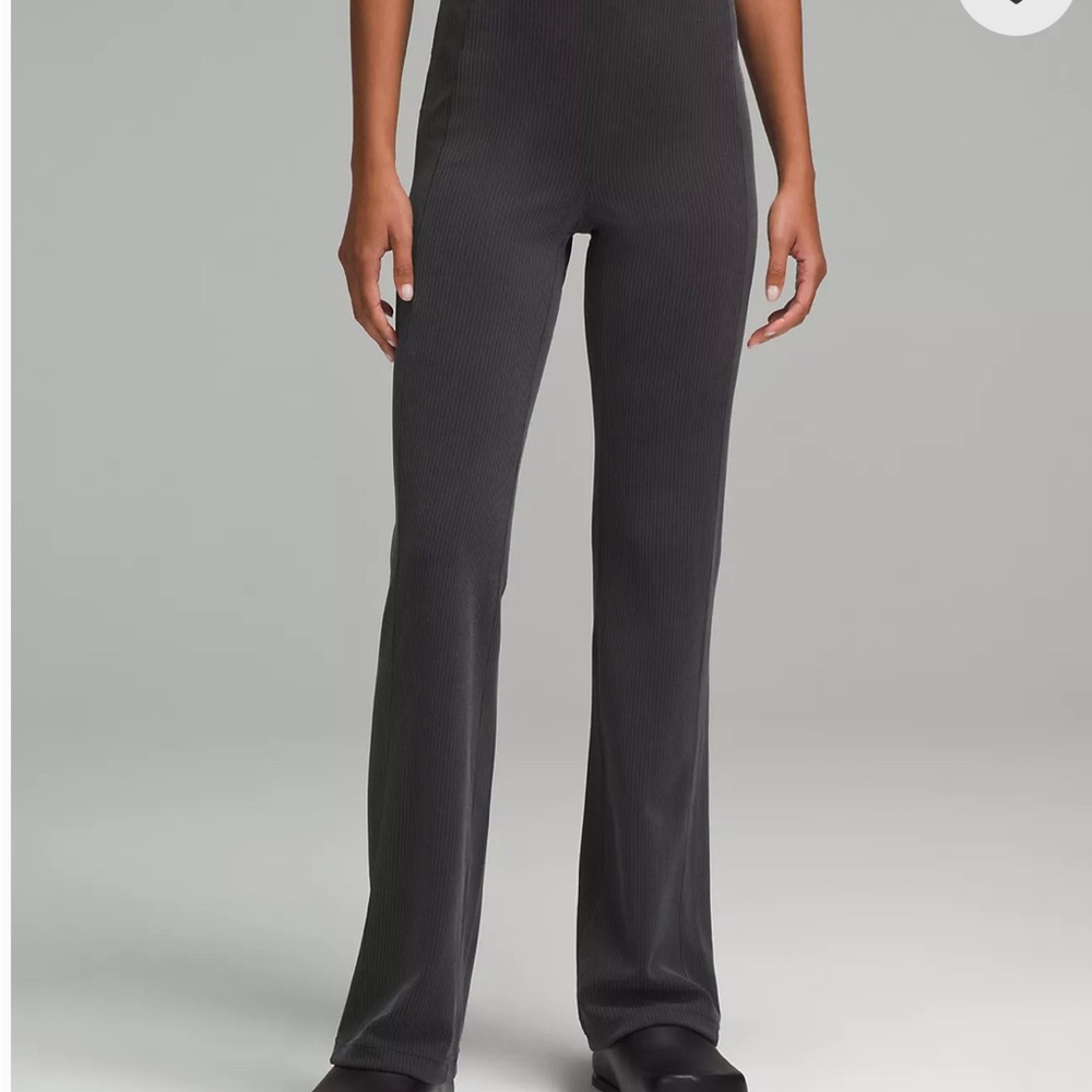 lululemon athletica Black Ribbed Softstreme Flared Pants - Picture 2 of 6